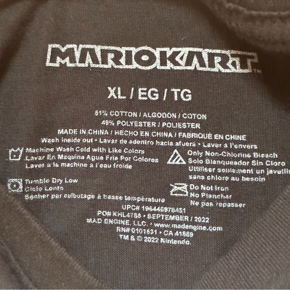 MarioKart Kids MAD Engine Black T-Shirt XL - Picture 3 of 6